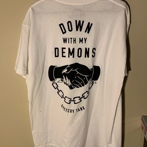 SKETCHY TANK White Tee with Back Graphic